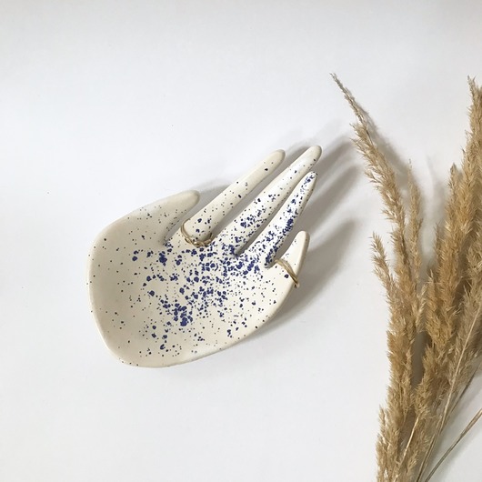 Ceramiczna Dłoń Niebieskie Ciapki Maison Fragile