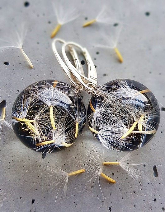 Kolczyki srebrne z nasionami dmuchawca Grol Jewellery