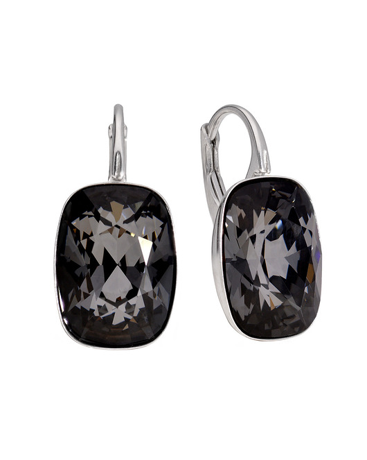 kolczyki swarovski Srebrne kolczyki prostokąt czarny Swarovski