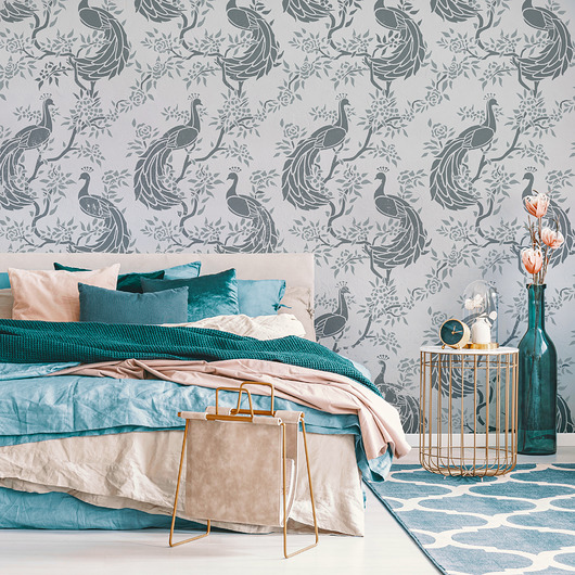 tapety i naklejki ścienne Powtarzalny szablon malarski / PEACOCK CHINOISERIE