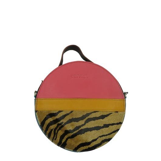 torby na ramię Torebka listonoszka skórzana okrągła skóra naturalna elegancka eko OLIVKA