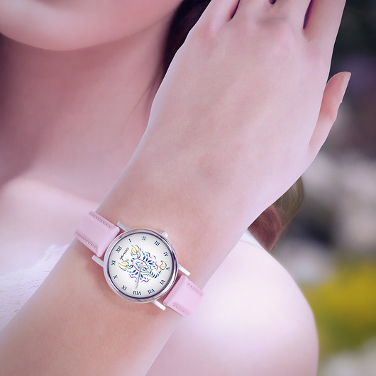 zegarki damskie Zegarek mały - Skorpion - skórzany, pudrowy róż