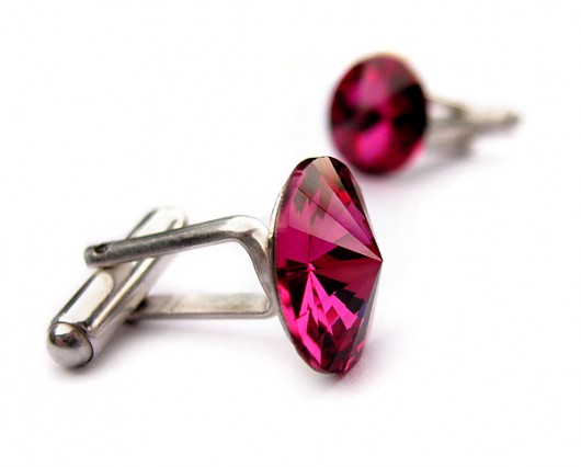  Spinki do mankietów kryształ Swarovski Fuchsia - Madison Marisella