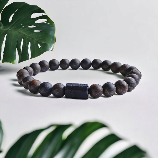 biżuteria męska Bronzyt & turmalin : ochronna bransoletka : 8mm