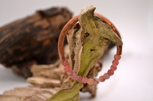 bransoletki - inne Bransoletka miedziana handmade z koralikami: agat