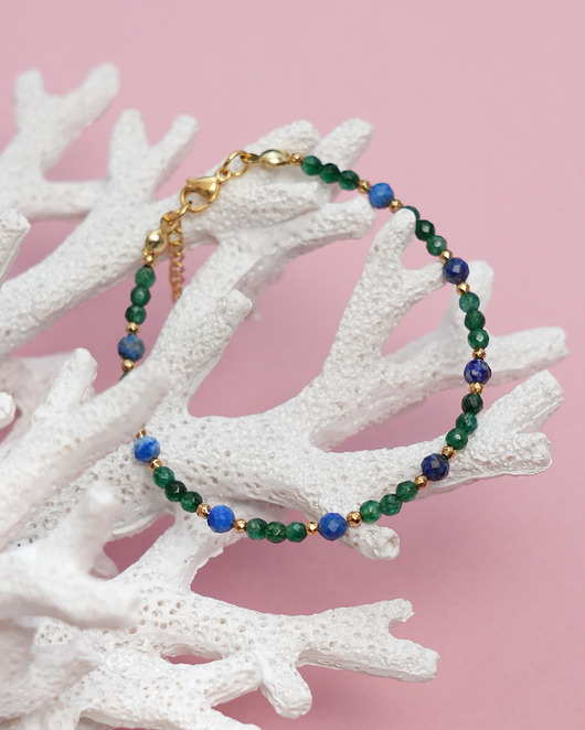 bransoletki z kamieni naturalnych Delikatna bransoletka z lapisem lazuli i jadeitem