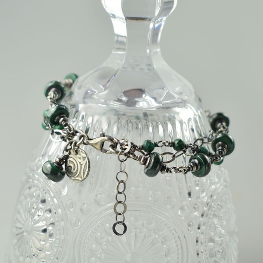 bransoletki z kamieni naturalnych Malachit w srebrze - bransoletka