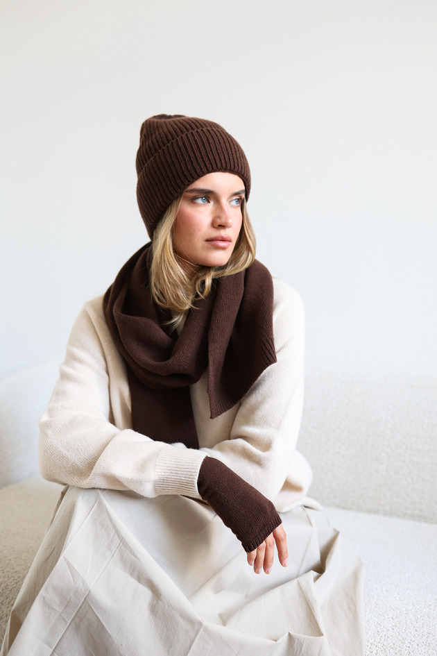 czapki damskie Czapka Merino&cashmere czekoladowa