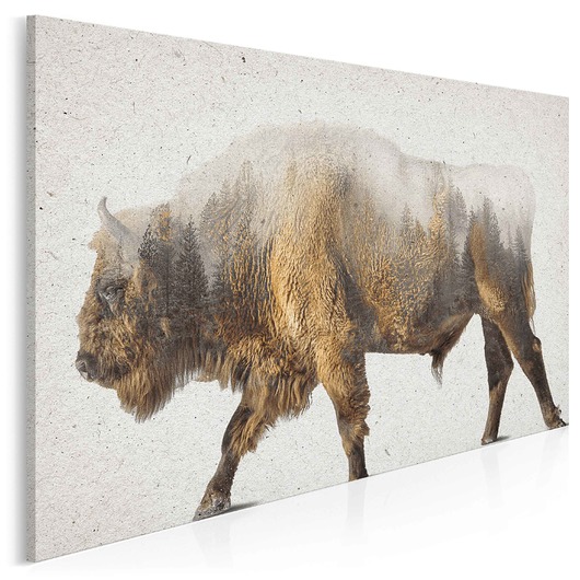 26801 Obraz na płótnie ŻUBR LAS NATURA 120x80 VAKUdsgn