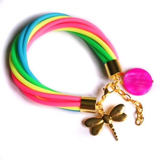  FLUO czaszki&ważki GLAM twist na złoto kaktusia
