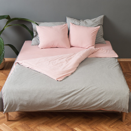 pościel Szaro-różowa  pościel dzianinowa