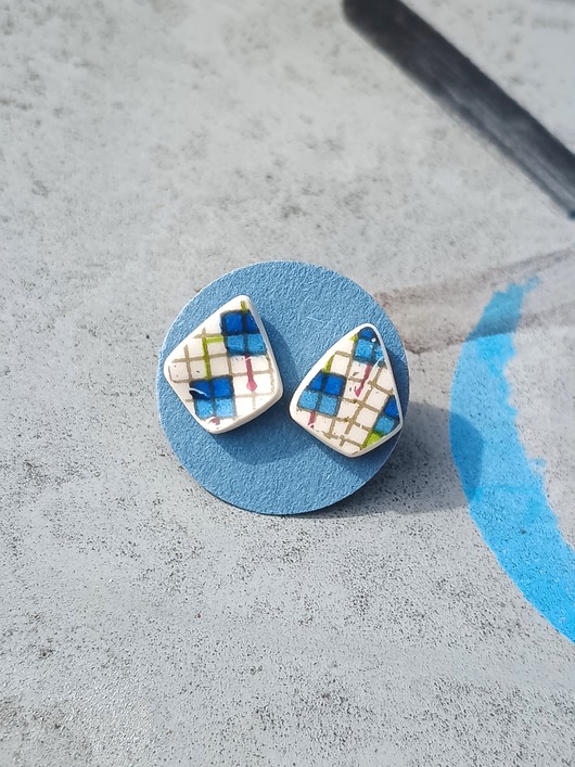 kolczyki ceramiczne Kolczyki ceramiczne w kolorowe wzory