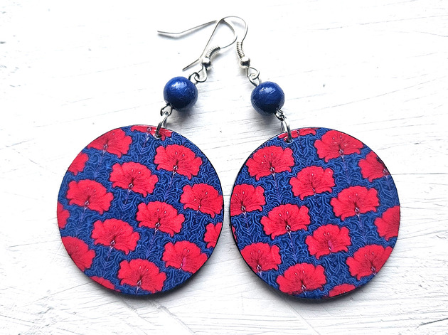 kolczyki drewniane Płomień serca