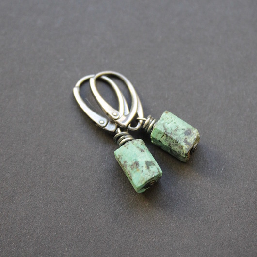 kolczyki z kamieniami Kolczyki Surowe Turkusy II