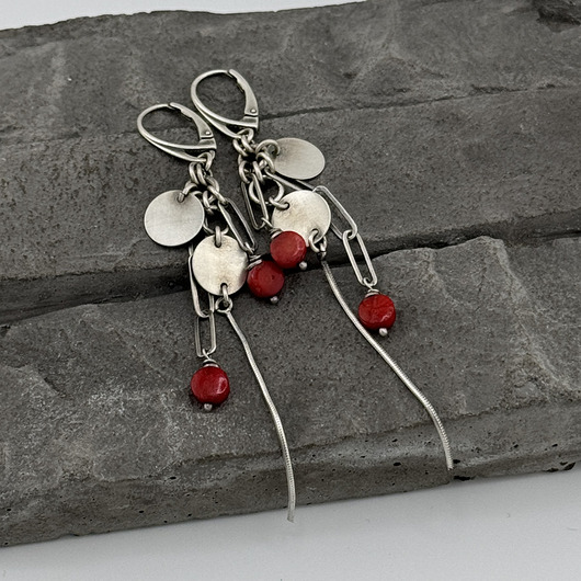 kolczyki z kamieniami Kolczyki Wariacje na temat - koral