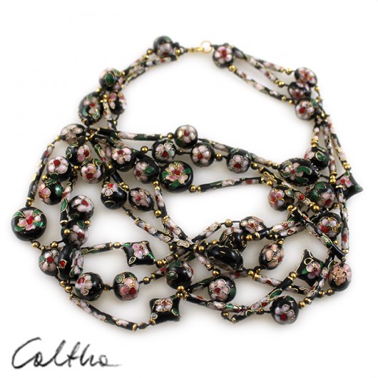 Naszyjnk Cloisonne czarny Caltha