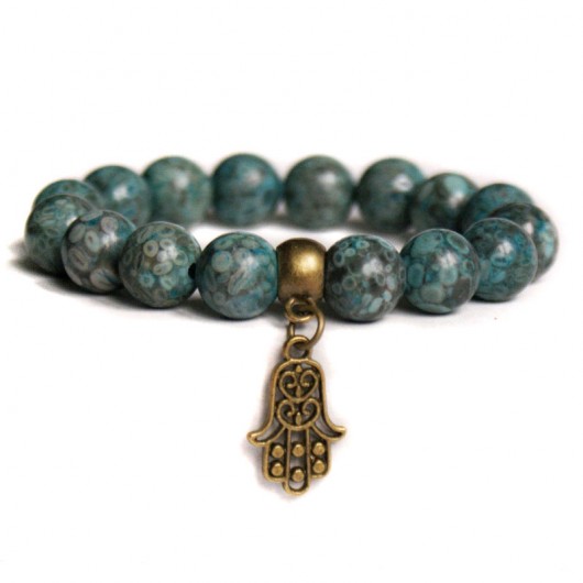 jaspis oceaniczny & hamsa (ręka fatimy) kaktusia