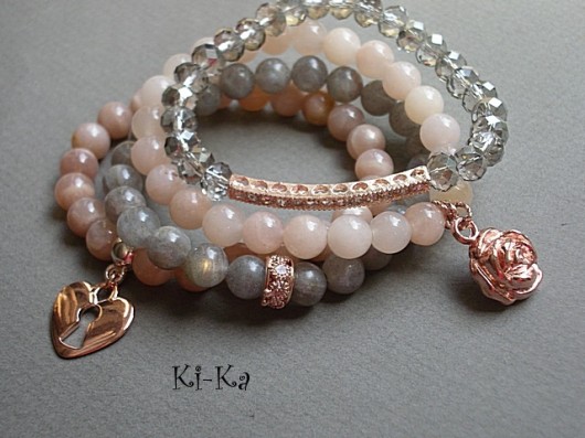 Nude and grey set - bransoletki KiKa pracownia