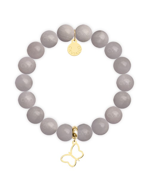 Bransoletka siwego jadeitu 10 mm Caviallo