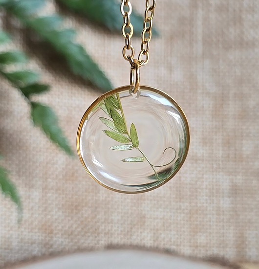wisiory Wisiorek z rośliną prawdziwa roślina złoty naszyjnik