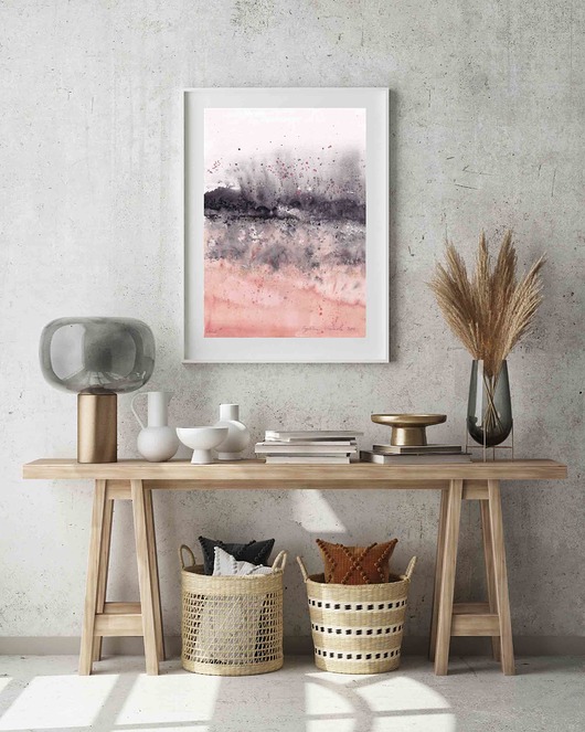 plakaty Plakat Blush Pejzaż abstrakcyjny malowany akwarelą