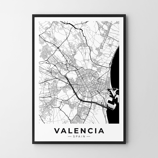 plakaty Plakat Walencja mapa