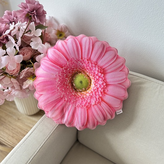 poduszki z grafiką Poduszka Mała Kwiat Gerbera Różowa