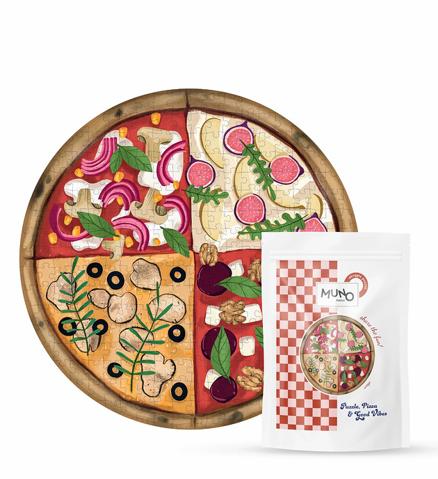 puzzle dla dzieci Puzzle 500 okrągłe "Pizza Wege" by Gosia Zych w eco woreczku