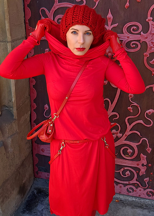 sukienki midi damskie New Tunika Sukienka Robin red