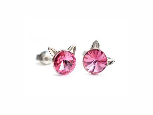 Koty! Kolczyki - kryształy Swarovski Rose Marisella