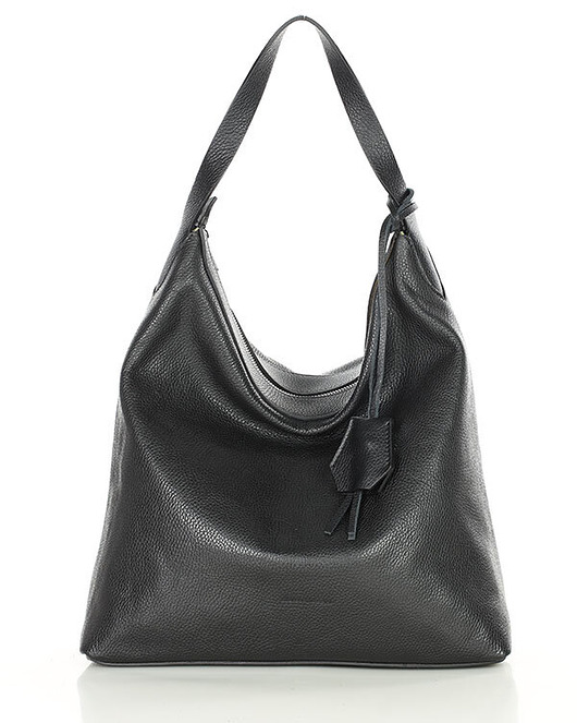 torby na ramię Torebka damska worek hobo bag skóra naturalna - czarna