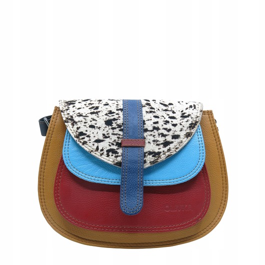 torby na ramię Torebka ze skrawków skóry naturalnej na ramię pojemna kolorowa OLIVKA