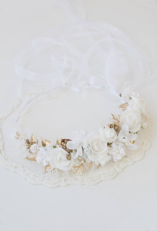 wianki komunijne Wianek komunijny dla dziewczynki złoto biel