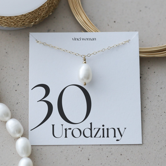złote naszyjniki Naszyjnik z Perłą, Prezent na 30 Urodziny