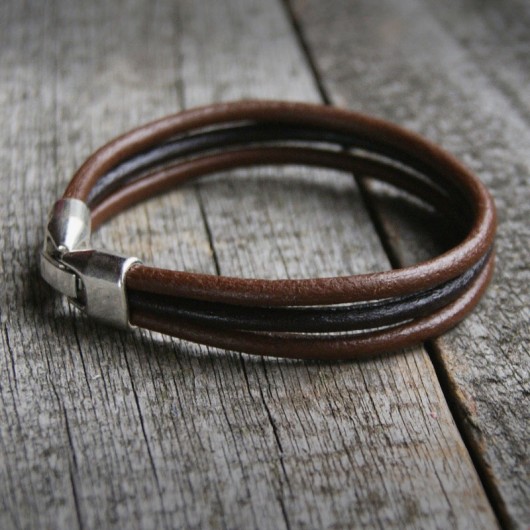 męska bransoletka : SKÓRA : shades od brown II kaktusia