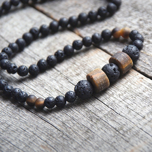 naszyjnik MĘSKI :: tiger's eye & LAVA kaktusia