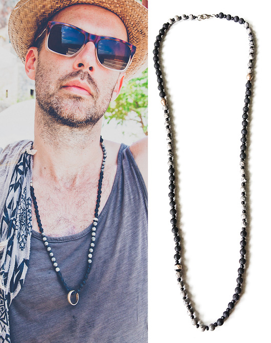 biżuteria męska Wulkaniczny . naszyjnik z lawy i jaspisu