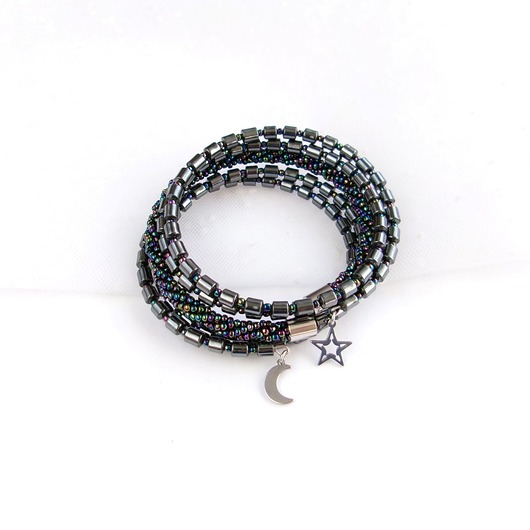 bransoletki z kamieni naturalnych "Midnight Sky" bransoletka z hematytem