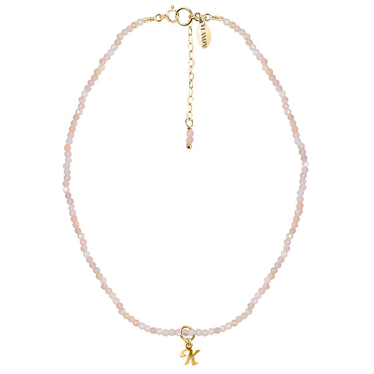 chokery CHOKER VERA z różowym opalem i literką - pozłacany