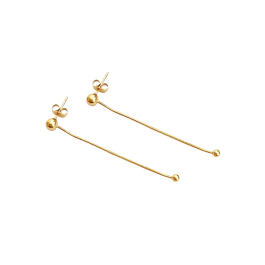 kolczyki - inne Cieniutka żmijka z kuleczką - kolczyki sztyfty z pozłacanej stali szlachetnej
