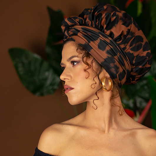 czapki damskie Czepek ochronny - czapka - turban - Panterka