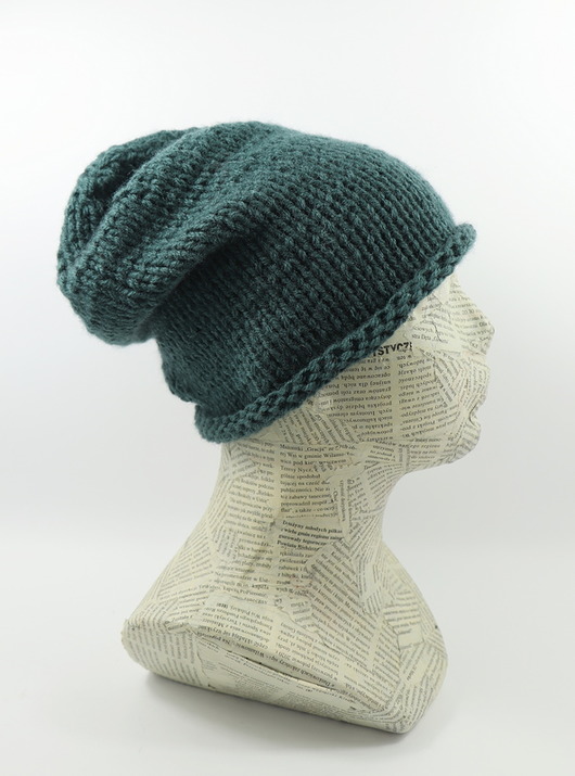 czapki damskie Czapka beanie nerd hipster butelkowa zieleń