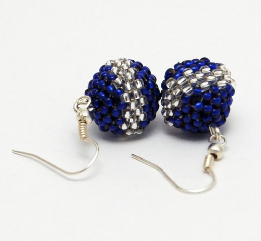 Kolczyki beaded balls chabrowo-srebrne MadeByInati