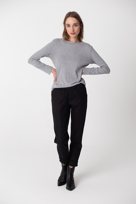 SPODNIE LINEN BOYFRIEND N2 BLACK NEATNESS