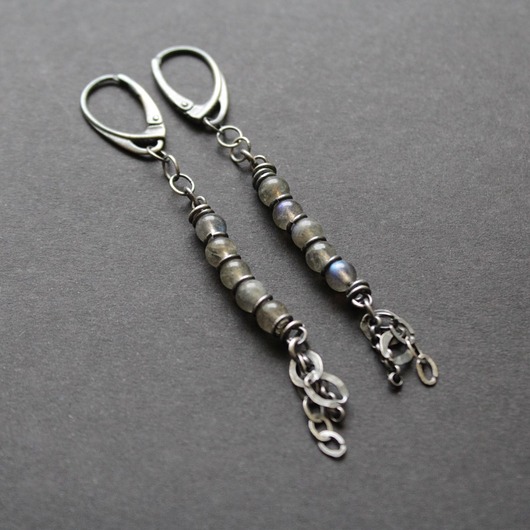 kolczyki z kamieniami Kolczyki labradoryty