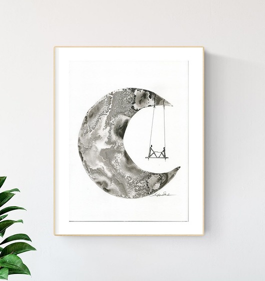 grafika 30x40 cm wykonana ręcznie, abstrakcja Krystyna Siwek Art