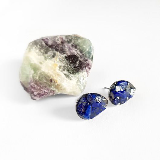 kolczyki z żywicy Łezki lapis lazuli kolczyki sztyfty