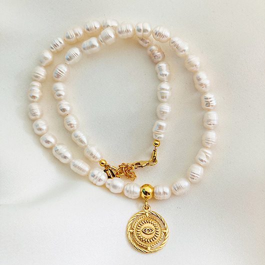 chokery Naszyjnik naturalne perły, choker na prezent