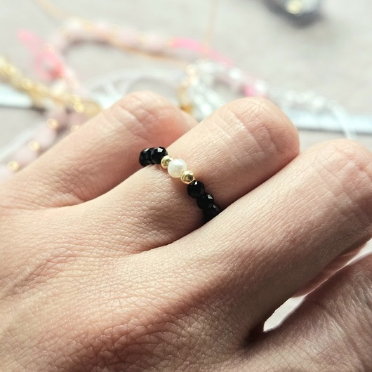 pierścionki elastyczne Pierścionek N30  Spinel, perła, Ag