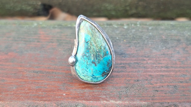 pierścionki - różne Chryzokola z azurytem - pierścionek regulowany